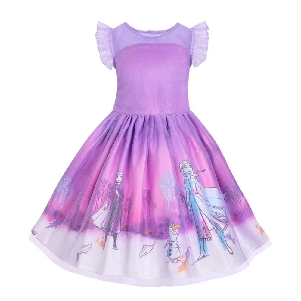 Disney Store Frozen 2‎ Dress Dress Elsa Anna Purple Sparkle Costume 9/10